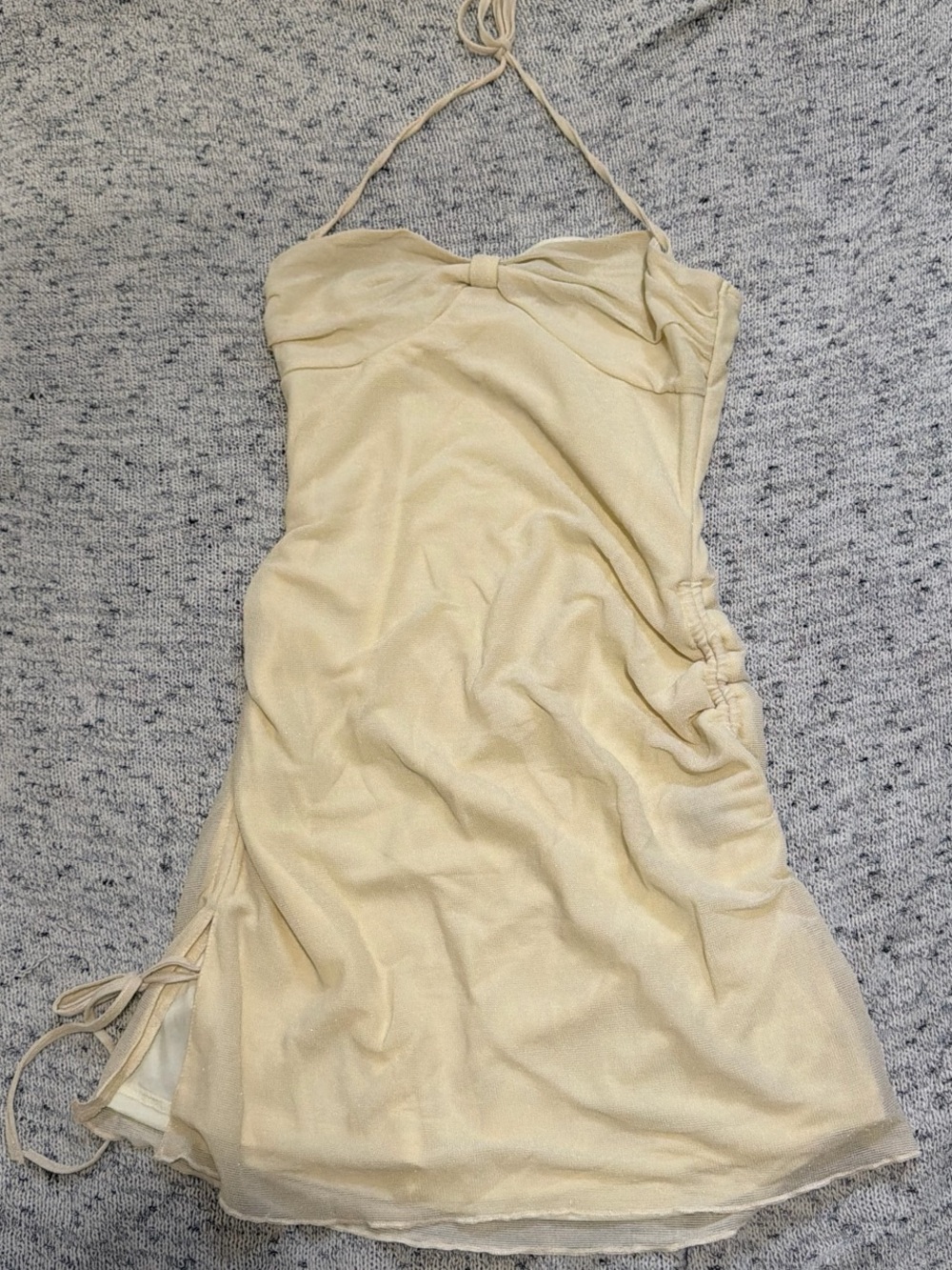 SHEIN Cream Halter Mini Dress